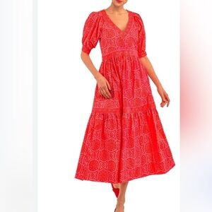 Gretchen Scott Designs Red Tiered Maxi Skirt Cocktail